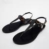 2025 Summer New Foreign Trade Versatile Vacation Flat Sandals Brown Roman Sandals Za Toe Flip-flops Women