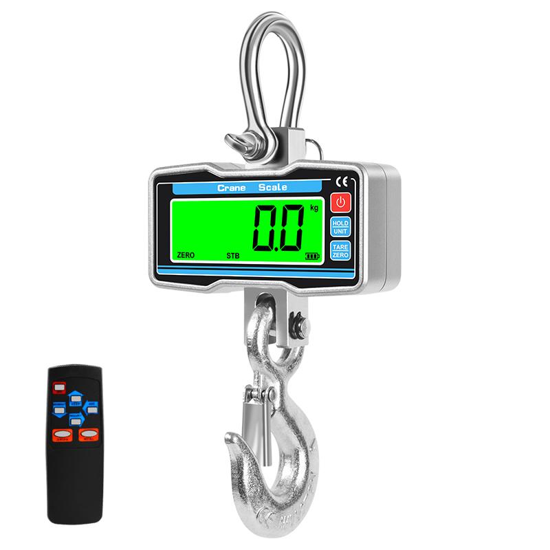 LCD Digital Crane Scale 1000kg 2000kg Heavy Duty Portable Electronic Hook Hanging Scales with Remote Control Weighing Tool