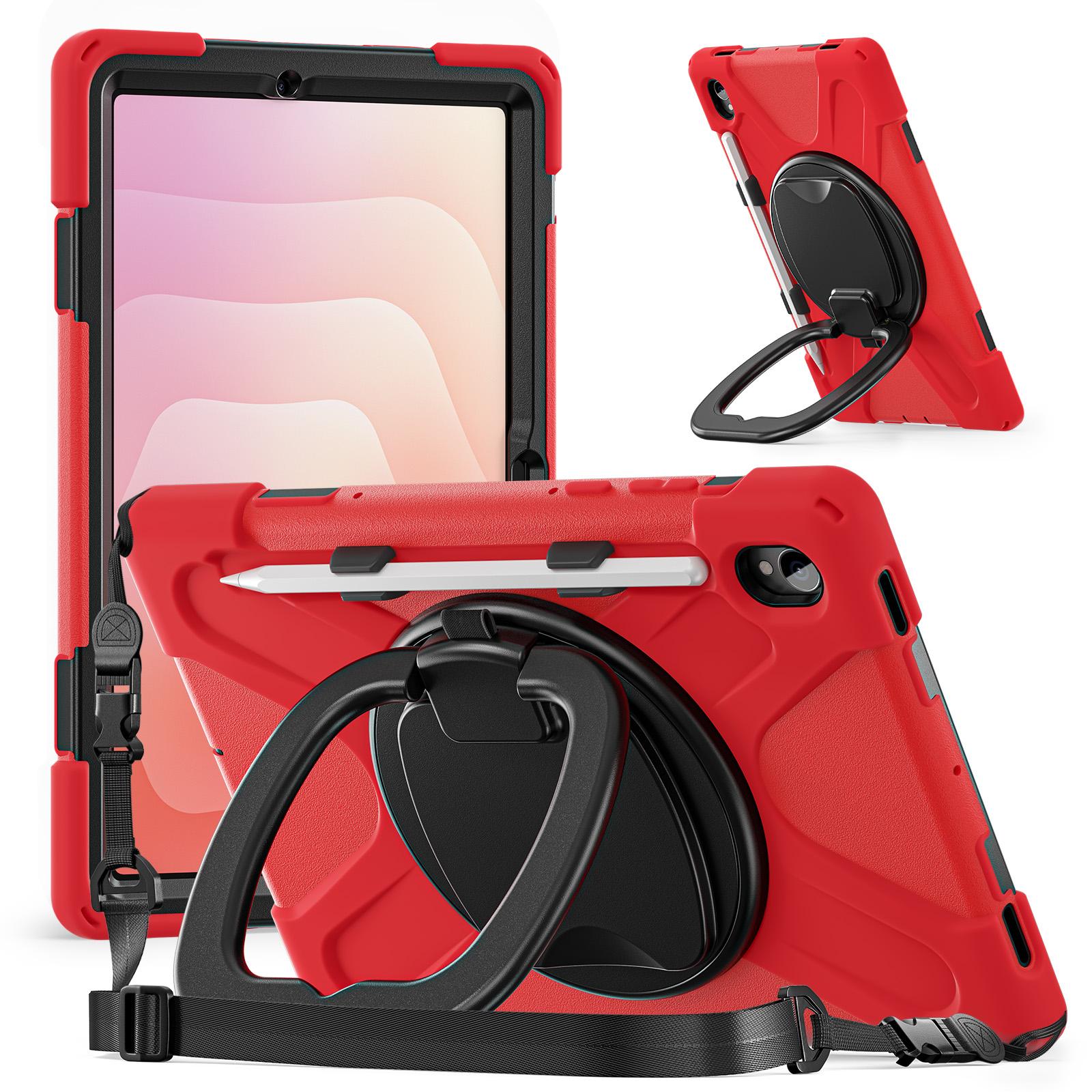 

360 Rotating Case For Samsung Galaxy Tab S11 2025 11.0 inch SM-X730 SM-X736 SM-X736B Stand Handle Grip Cover With Shoulder Strap S11 SM-X730 SM-X736B красный