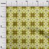oneOone Cotton Flex Dark Olive Green Fabric Floral & Tiles Moroccan Fabric For Sewing Printed Craft Fabric By The Meter 40 Inch