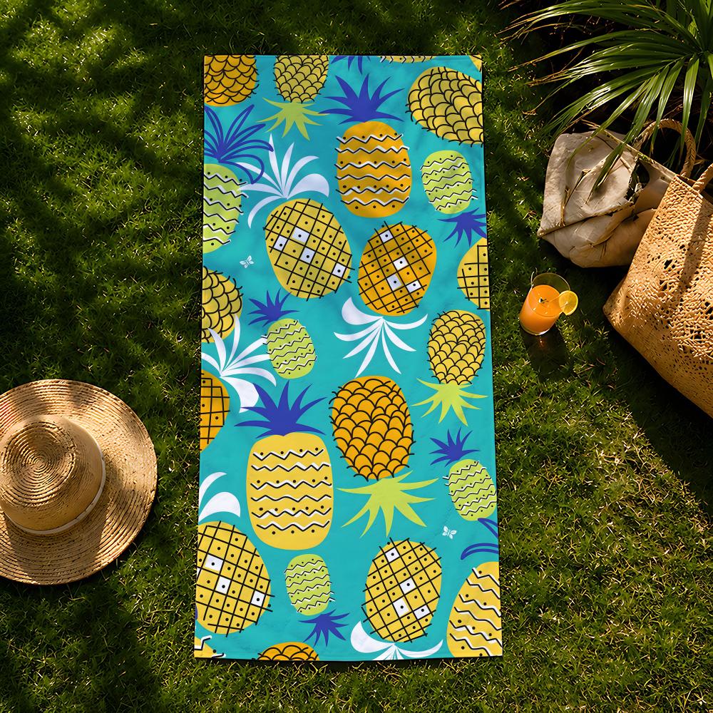 Prosop de plajă P-Pineapple Food, prosop de baie absorbant cu uscare rapidă pentru înot, sală de sport, camping, exterior