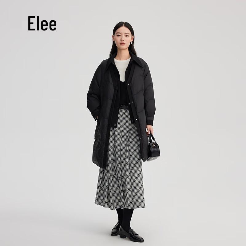 ERAI Damska Stylowa Kurtka Puchowa Średniej Długości z Kołnierzykiem Koszuli Faux Dwuwarstwowa