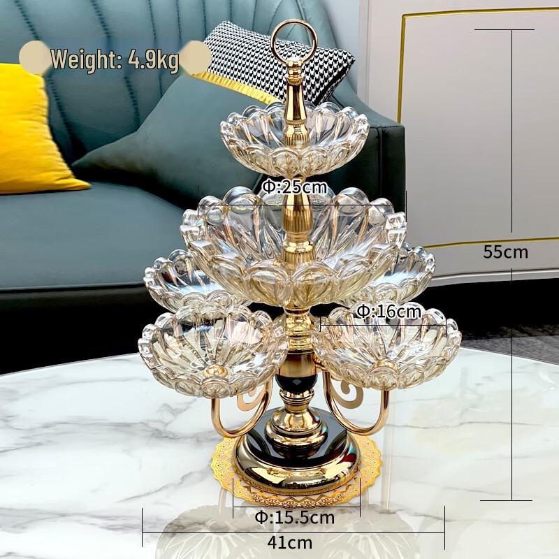 Naijiang European Style Crystal Glass Multi-layer Fruit and Snack Plate