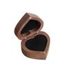 Wedding Heart Rings Holder Anti-collision Rings Bearer Box Simple Walnut Wood Rings Box  Propose
