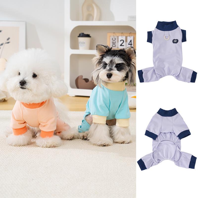 Pet dog dog clothes Teddy Bichon Schnauzer small dog spring and summer new 11 Korean simple four-legged one-piece