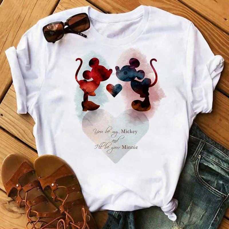 Disney Cartoon Mickey Mouse Print Cotton T-Shirt Women Tops Graphic Hippie Tees Funny Harajuku T-shirt Fashion Female Tshirt