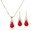 3 Pcs/Set European And American Fashion Necklace Earring Set Crystal Zircon Water Drop Necklace Earnail Set