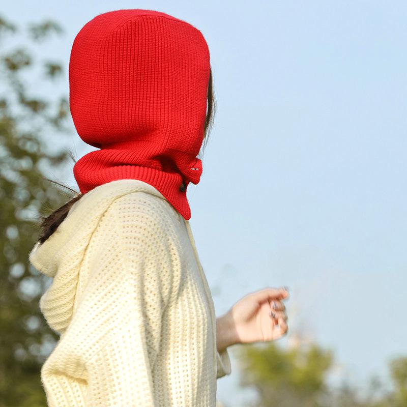 Winter Skullies Beanies Hat Buttons Bib Men Warm Windproof Cap Women Wool Scarf Caps Balaclava Mask Gorras Bonnet Knitted Hats