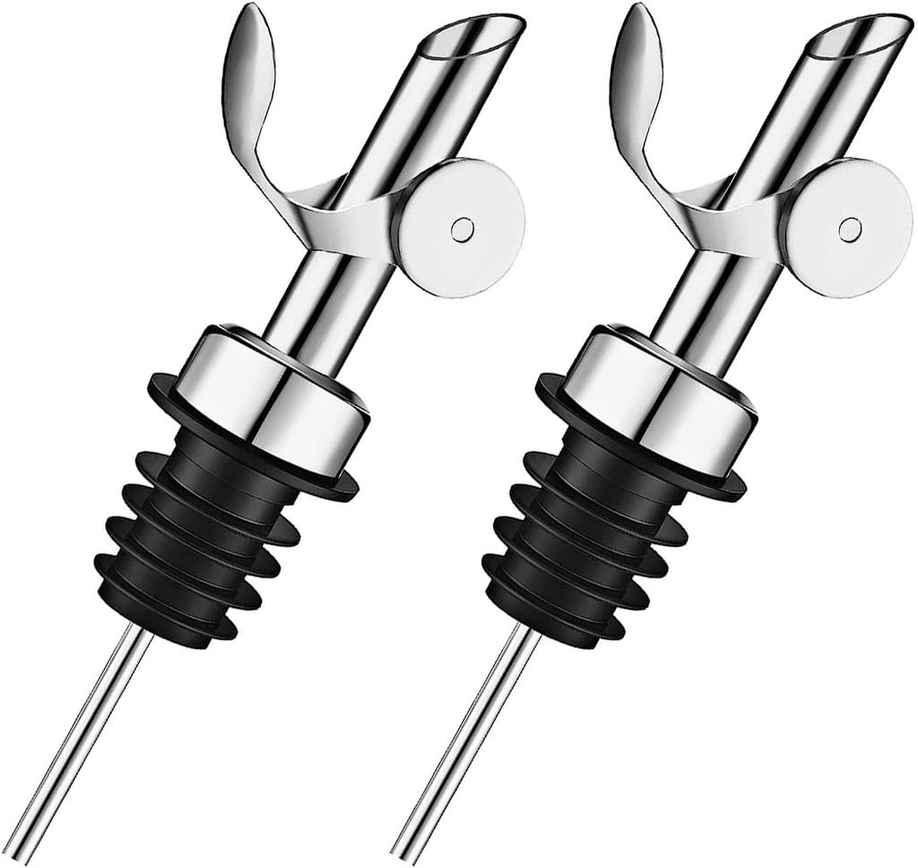 2PC Olive Oil Bottle Pourer Spout Set Easily Turn Your Bottles Into Dispensers for Liquor, Vinegar, Syrup or Oils .
