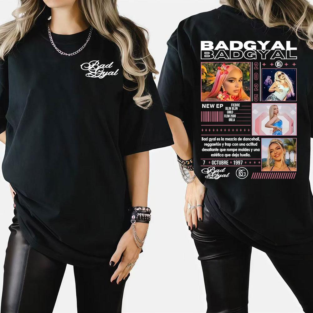 Singer Bad Gyal Album Tour 2025 Graphic T Shirts Unisex Women Vintage Hip Hop Classic Pop Music Tshirt High Quality Loose T Shirt