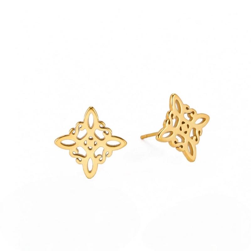 1 Pair of Fashionable Women's Accessories, Stainless Steel Material, Hollow Style, Witch Knot Shaped Earrings