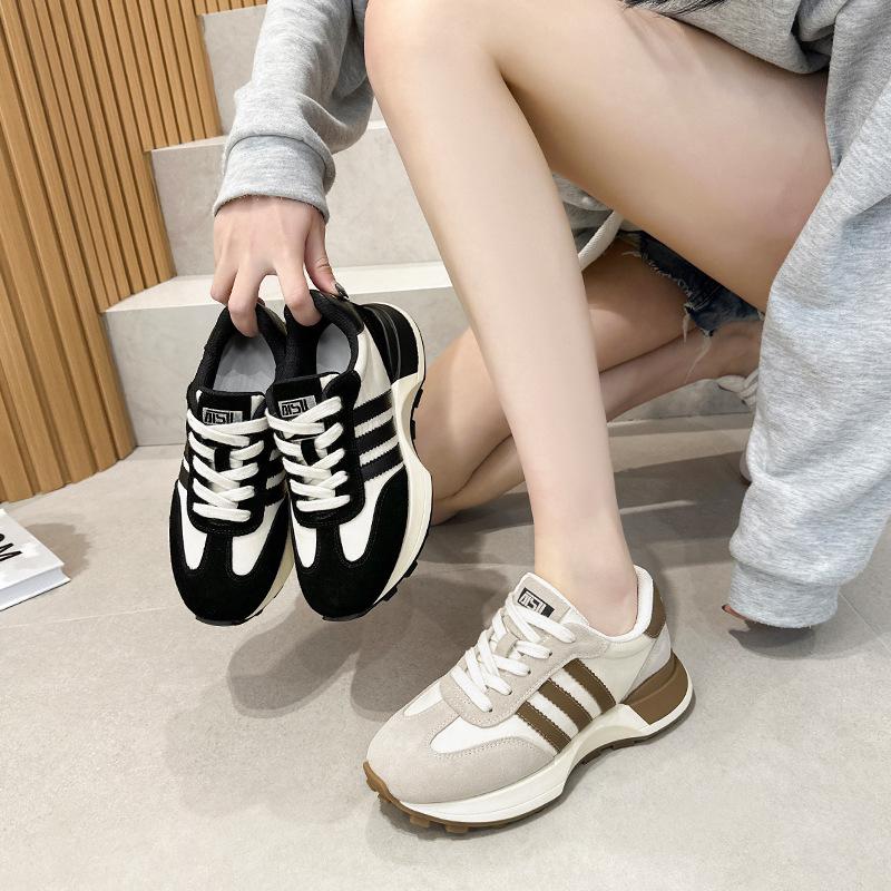 Internet Celebrity 2025 Spring New Little White Shoes Female Student Shoes Casual Dad Women's Shoes Versatile Platform Leather Training Shoes Women