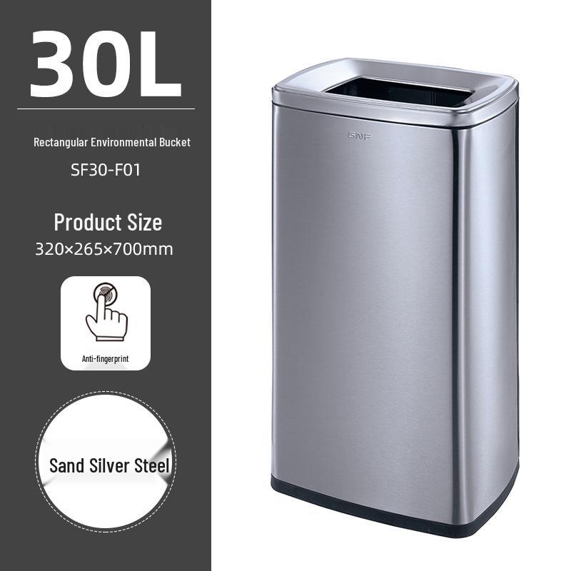 50L Stainless Steel Commercial Trash Can with Large Foot Pedal for Hotels and Shopping Malls