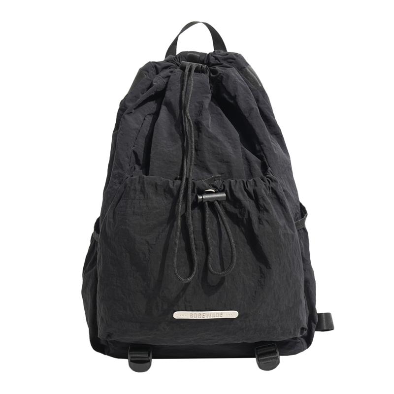 Outdoor Travel Lightweight Drawstring Backpack Unisex Large Capacity Nylon Backpack Small чёрный