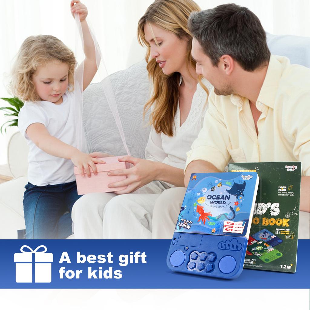 Elektronische Kinder-Hörbücher mit Melodie & Lichtern Schlagzeuggeräuschen Tieren Kognitive Bücher Interaktives Vorschul-Lernspielzeug