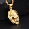 Retro Lion With Cubic Zirconia Pendant Necklace For Men Hiphop Gold Color Neck Chain Rock Jewelry Fahsion Accessories Gifts Male