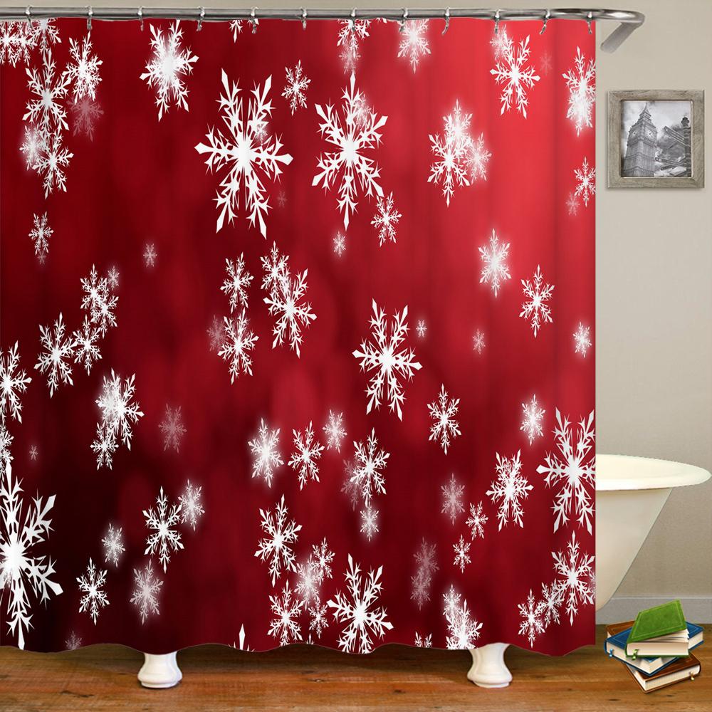 

Christmas Shower Curtains Christmas Snowflake Landscape Polyester Fabric Bathroom Curtains Home Christmas Decoration Curtains W60H190(CM)-1 Pcs