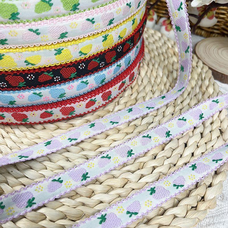 1.5CM Wide HOT Strawberry Embroidery Flower Lace Fabric Trim Ribbon DIY Sewing Applique Collar Cord Wedding Dress Guipure Decor
