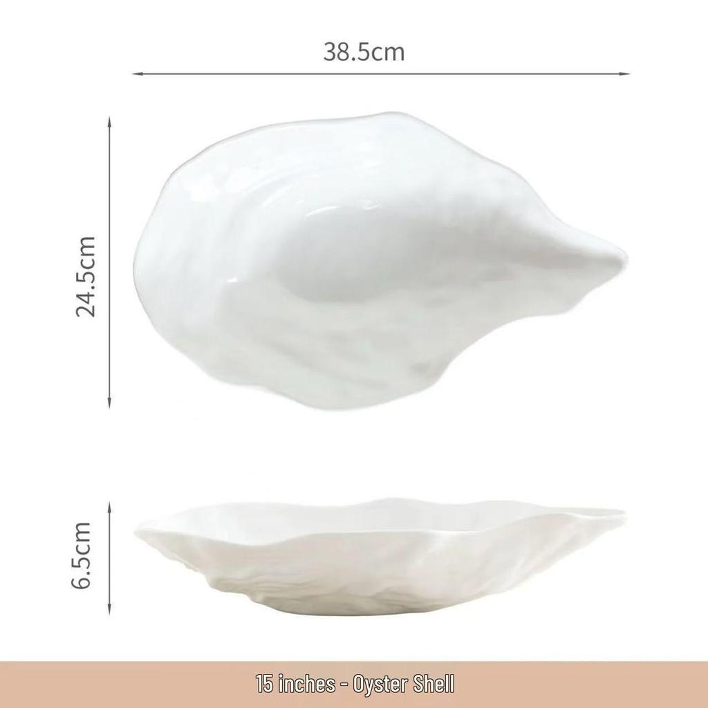 Stylish Thickened Ceramic Oyster Plate - Underglaze Color, High-Temp Resistant Tableware for Restaurants and Hotels