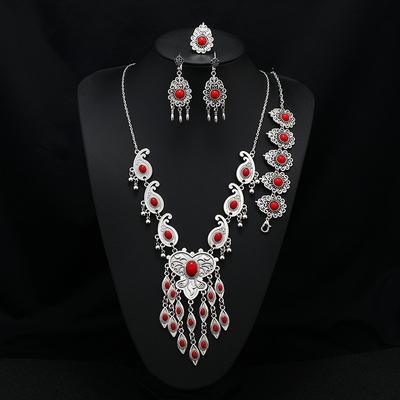 Ethnic Style Long Fringed Necklace Retro Exotic Bohemian Vacation Bracelet Earrings Travel Photography Suit Women