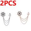 1PCS Rudder Anchor Brooches Luxulry Fashion Men Tassel Chain Zircon Suit Shirt Badge Brooches Jewelry Accessories Gifts