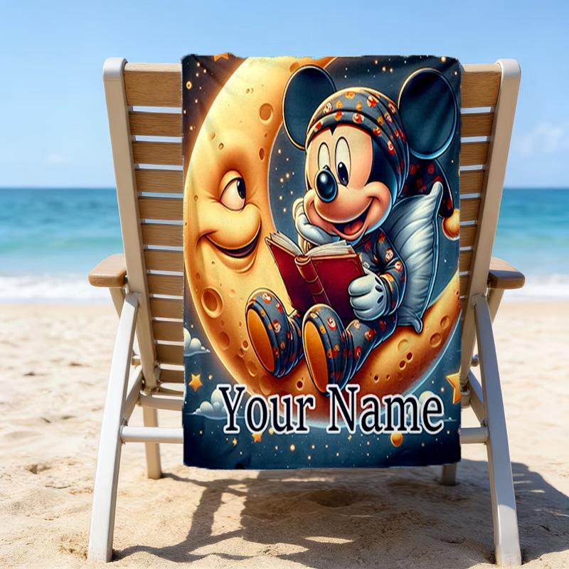 1pc Mickey10 Beach Towel with Custom Name, Beach/Swimming/Bath/Picnic/Camping Towel, Suitable for Seaside Beaches