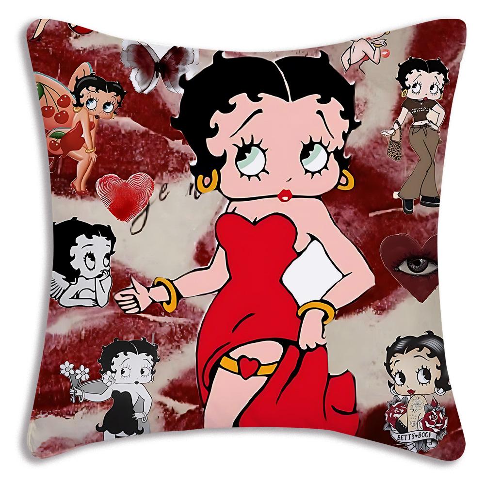 Cute B-Bettys Girl Boops Pillow Covers Cartoon Sofa Decorative Home Double-sided Printing Short Plush Cute Cushion Cover