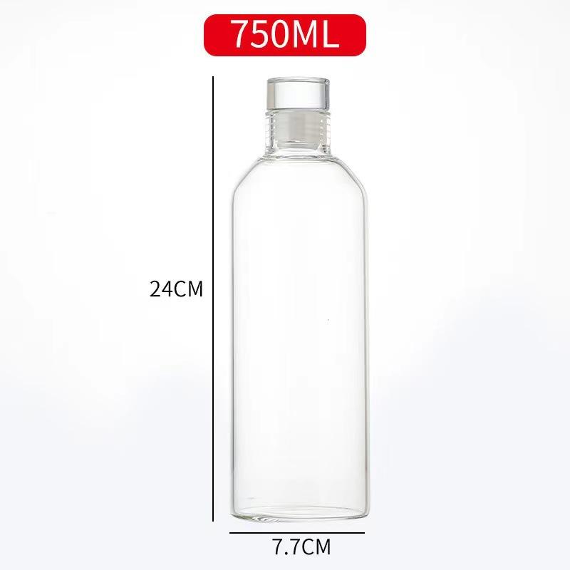 Glass Water Bottle with Leak-Proof Lid, Reusable Eco-Friendly Drinking Bottle Travel Mug for Drinks and Sauces