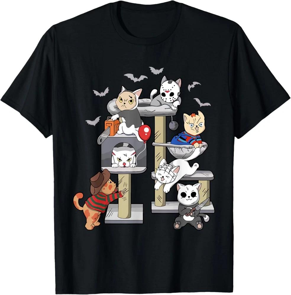 Cute Halloween Cat Horror Movie Cat Lovers Matching T-Shirt