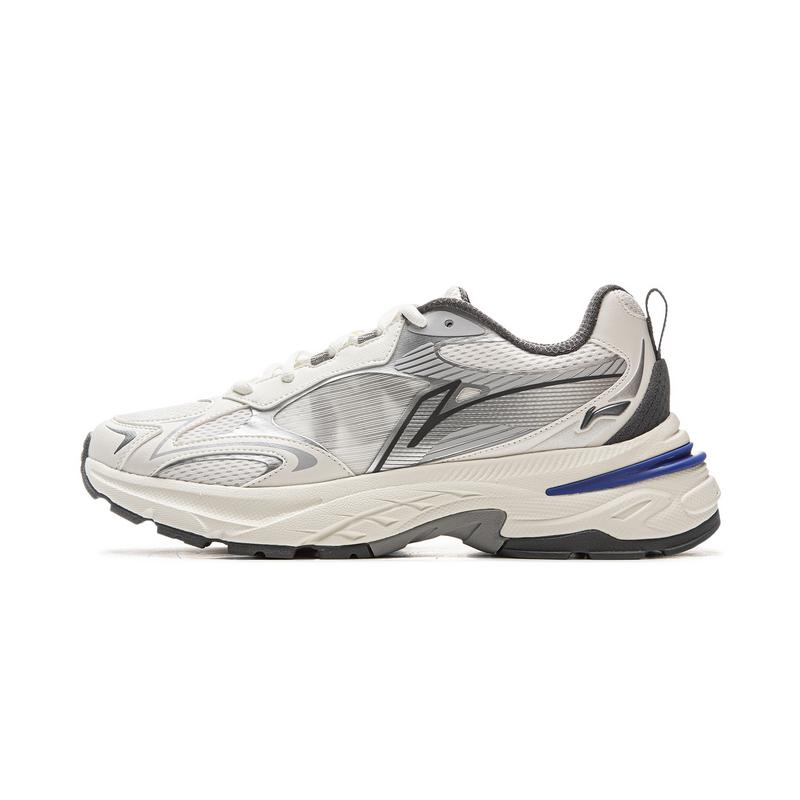 New LiNing Shock Absorbers Slip Resistant Abrasion Resistant Low Top Chunky Sneakers Men's White Silver AGCV275-1