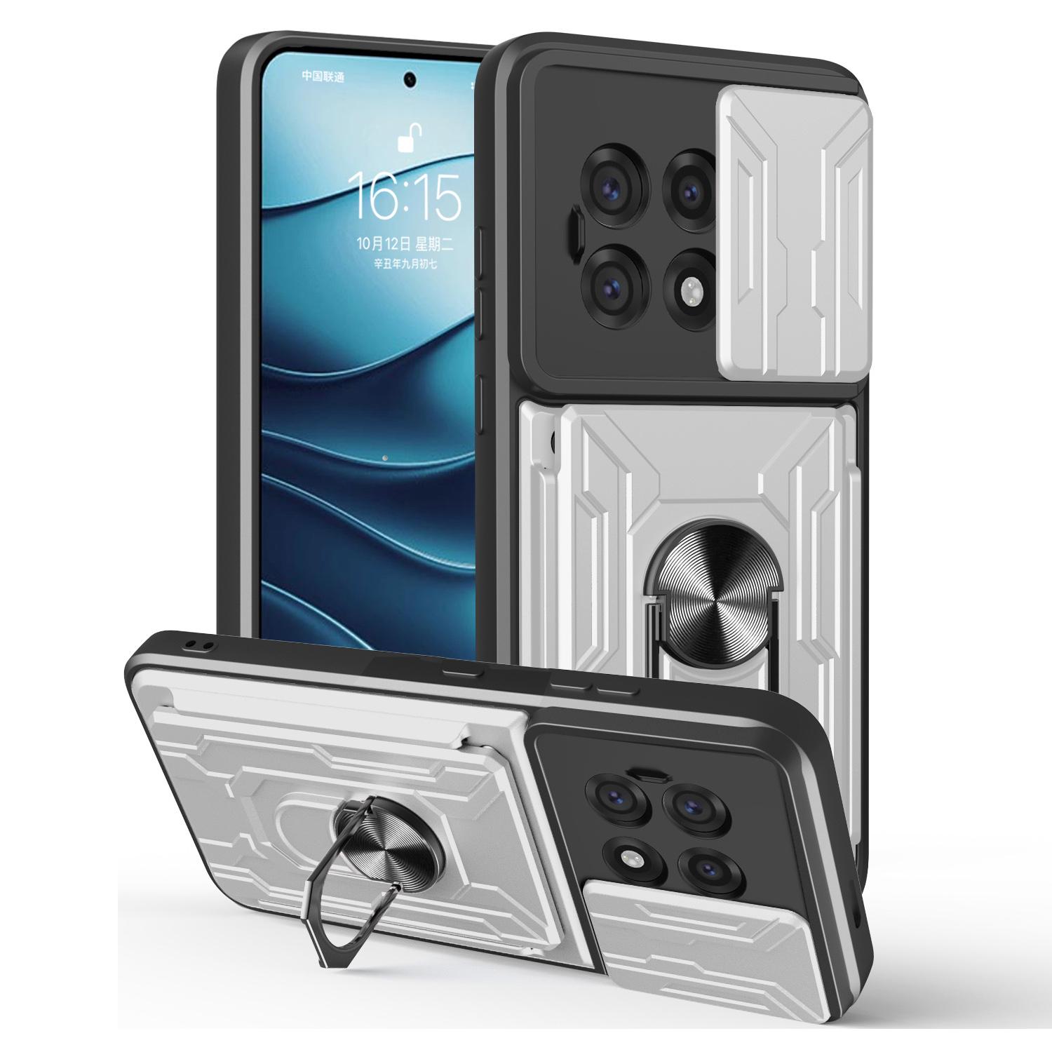 

For OnePlus 13R 5G Case PC+TPU Kickstand Phone Back Cover with Camera Slider White