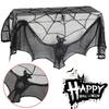 Halloween Lace Curtain Gothic Bat Tablecloth Fireplace Scarf Window Cover For Party Home Decoration Cobweb Halloween Wholesal
