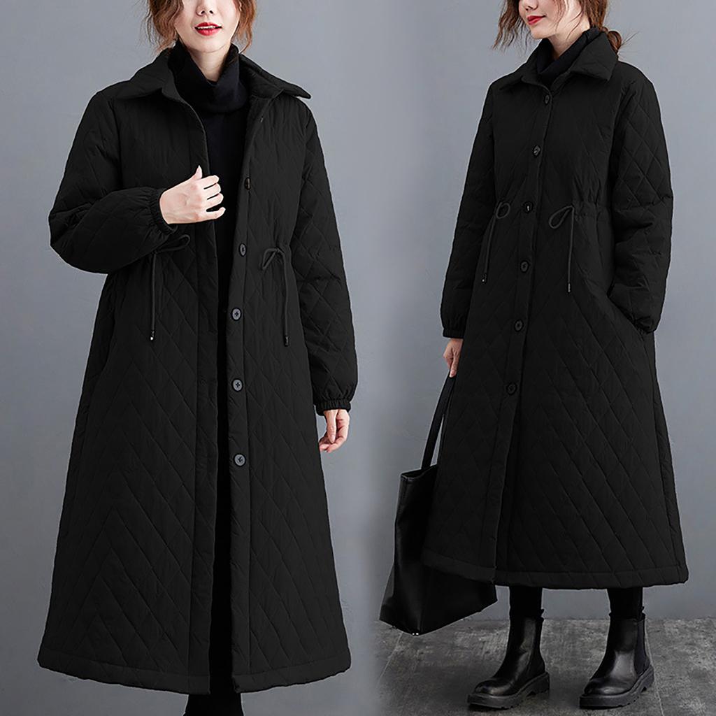 Damen Und Winter Baumwolljacke Cardigan Lang Einfarbig Jacke