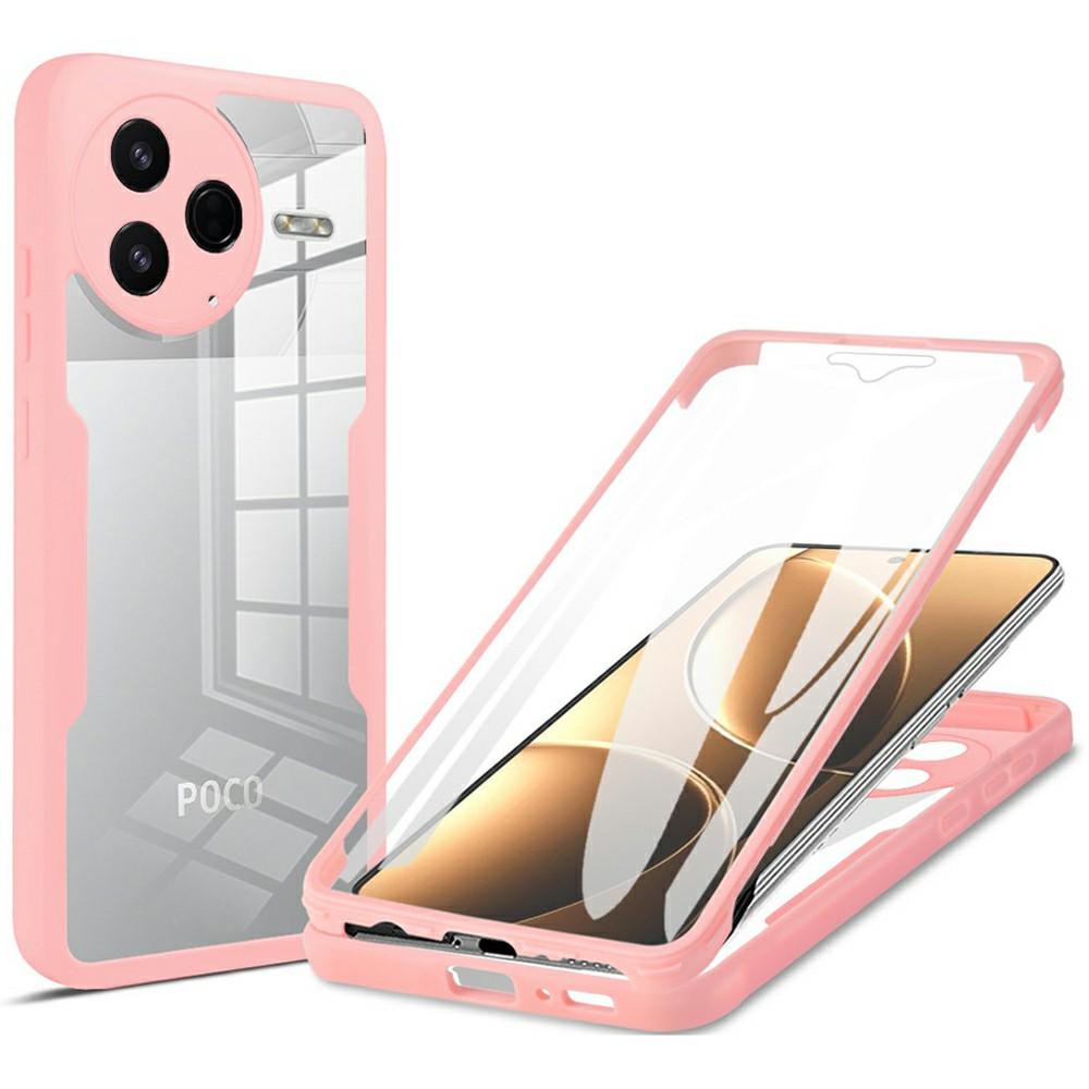 

For Xiaomi Redmi K80 5G/Poco F7 Pro 5G Case Acrylic+TPU Clear Phone Cover with PET Screen Film Pink