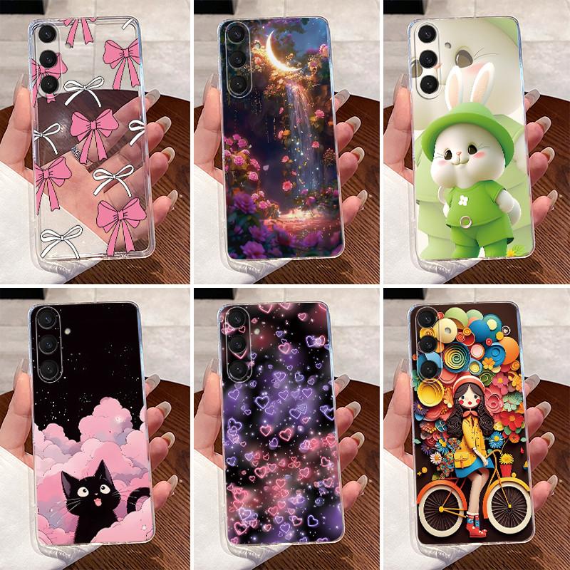 Fashion Cute Love Rabbit Phone Case For Samsung Galaxy S25 Plus S 25 Ultra Edge 5G Clear Silicone Protective Soft TPU Back Cover
