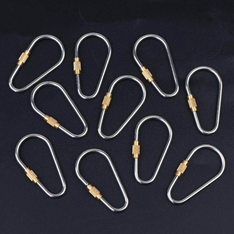 10/20/30Pcs D Type Locking Carabiner Screw Gate Multipurpose D-Ring Anti Lost Clip For Outdoor Hiking Camping And Keychain Use