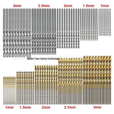 Set da 50 Punte elicoidali rivestite in Titanio 1-3mm per Trapani Elettrici, Ideale per Fai da Te e Lavorazione del Legno.