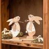 Easter Gift for Kids Wooden Bunny Table Sign, Rustic Rabbit Tiered Tray Centerpiece, Farmhouse Vintage Indoor Tabletop Ornament Decoration with