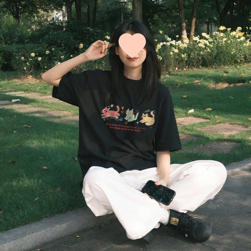 

White Women s Short Sleeve Summer Cotton Loose Fit 2025 T-Shirt