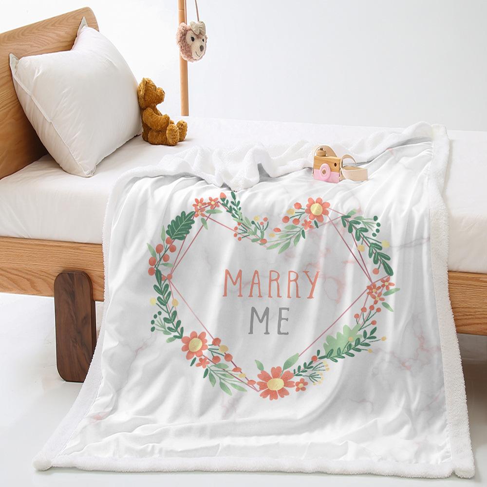 2D digital printing Valentine's Day thickened lamb wool crystal fleece blanket blanket
