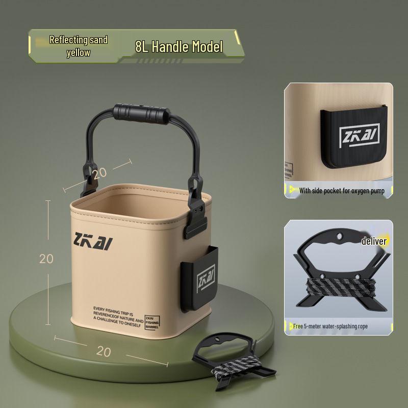Portable Foldable Water Bucket: Multi-Functional, Wear-Resistant, Handheld Fish Container for Lure & Wild Fishing