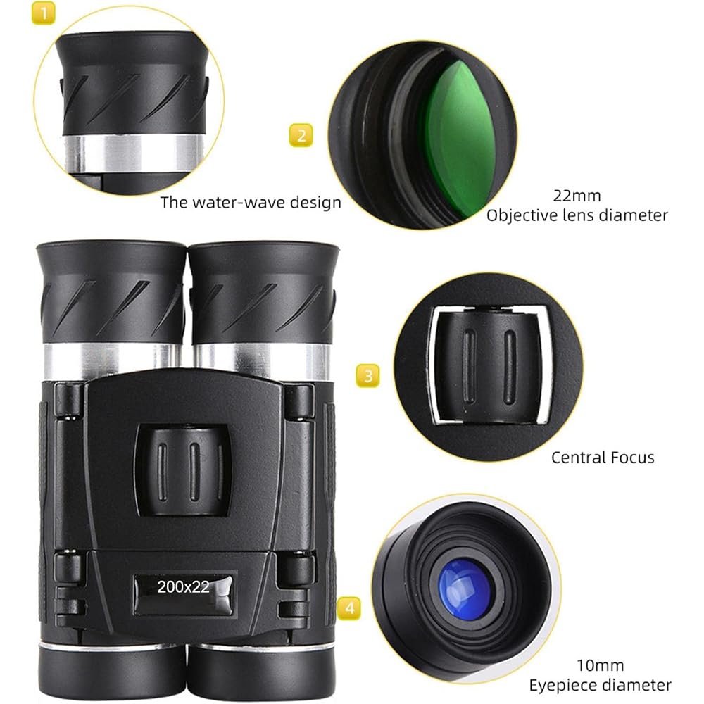 Folding Binoculars, Birdwatching Binoculars, Large Eyepiece Waterproof Binoculars, Professional HD Binoculars Ideal for Birdwatching, Hunting, and Obs