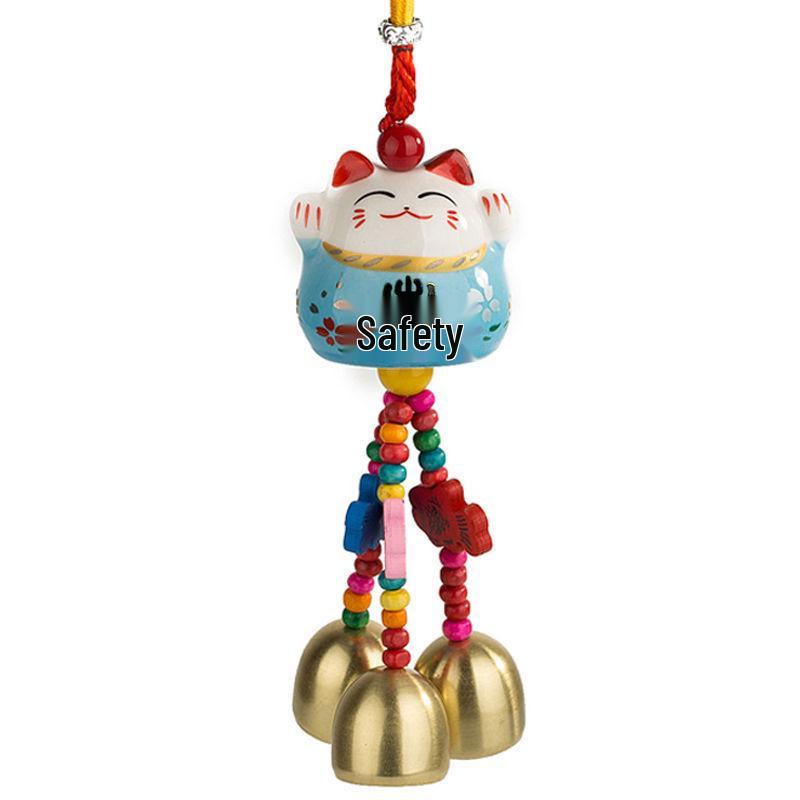 Cat Ceramic Wind Chime Doorbell Pendant - Small Hanging Ornament for Doors or Shop Openings