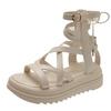 Fairy Wind Sandals Female Summer 2025 New French Niche Thick-soled Heightened Cross-strap High-top Roman Shoes