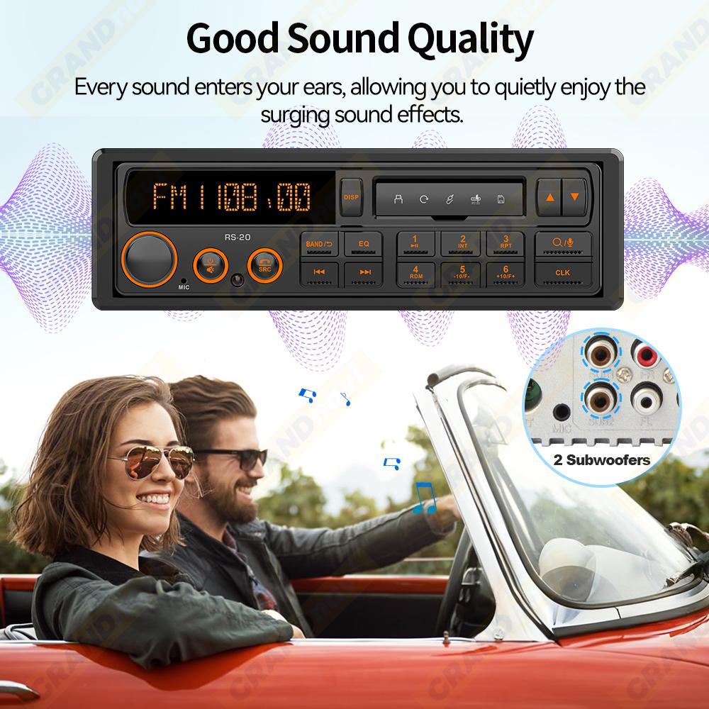 Retro MP3 Car Radio Player 1 DIN Stereo EQ FM AM RDS DAB Receiver QC3.0 Bluetooth USB AUX Input For VW Porsche Mercedes Benz BMW
