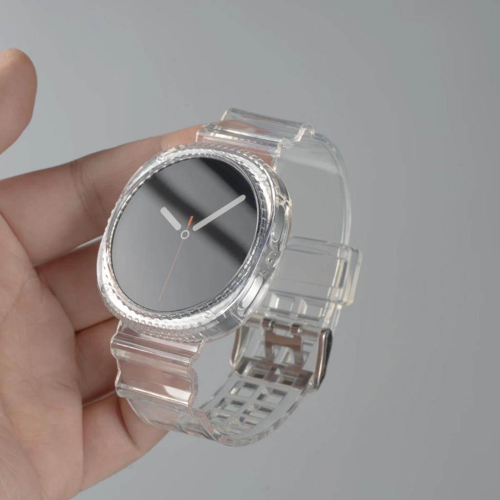 Przezroczyste Etui+Pasek do Samsung Galaxy Watch 8 40 44mm Opaska Pulseira Silikonowa Bransoleta Correa do Galaxy Watch 8 Classic 46mm