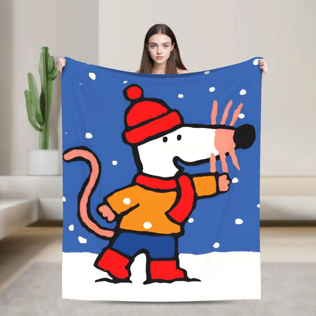 M-Maisy Dekens Muis Cartoon Flanel Geweldig Zacht Plaid Dekens voor Bed Bank Zomer,