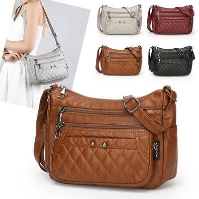 Damentasche aus weichem Leder Vintage Muttertasche PU Große Kapazität Mittelalterliche Schulter-Umhängetasche