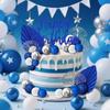 Blau Weiß Silber Kugeln Kuchen Topper Boho Kuchen Topper Blaue Kuchendekorationen für Geburtstag Babyparty Gender Reveal Party