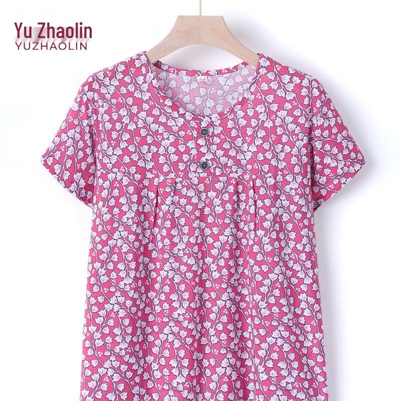 YUZHAOLIN Women s Summer Plus Size Cotton T-Shirt for Middle-Aged & Elderly 3XL